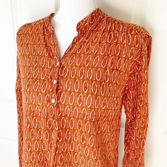Rock Flower Paper Orange Indian Print Tunic Top - Picture 2 of 9